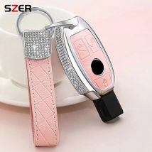 Metall Leder Auto Schlüsselanhänger Fall Abdeckung Für Mercedes Benz W205 W213 W204 W176 W212 W177 GLC CLA AMG A B C E S G Klasse Zubehör