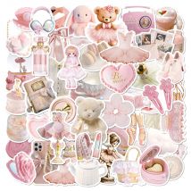 10/30/50pcs Kawaii INS Style Pink Ballet Stickers Aesthetic Cute Girl Decoration Decals Luggage Water Bottle Phone Sticker Pack