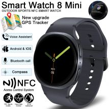 Smartwatch 2025 z GPS, śledzeniem lokalizacji, dla mężczyzn i kobiet, sportowy, pomiar tętna, połączenia Bluetooth, NFC, wodoodporność IP68, kompas, smartwatch 8 Mini