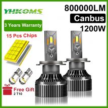 YHKOMS 1200W 800000 LM Canbus H4 H7 H1 LED H8 H9 H11 9005 9006 9012 HB3 HB4 Samochodowe reflektory