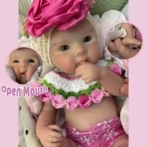 Bettie de boca abierta de 13 pulgadas con 2 ropa de silicona sólida Bebe Reborn Girl piel pintada hecha a mano muñecas realistas para bebés recién nacidos