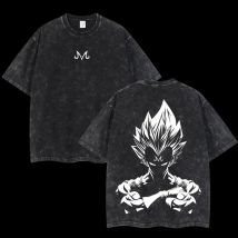 Camiseta lavada de Anime Dragon Ball para hombre, camiseta holgada de manga corta de algodón, camiseta deportiva informal grande para Fitness, ropa Harajuku