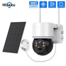 Telecamera Wifi Hiseeu con pannelli solari Zoom 5X esterno Telecamera IP PTZ 1080P Telecamera di sorveglianza audio video con rilevamento del movimento PIR