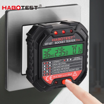 HT107 Cyfrowy tester gniazd Pro Voltage 30mA & 5mA RCD Test Smart Detector EU US UK Plug Ground Zero Line Polarity Phase Check
