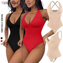 Sexy Neckholder-Body mit tiefem V-Ausschnitt für Damen – schlankmachender Body Shaper zur Bauchkontrolle für modische Outfits und den Alltag