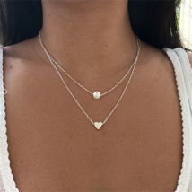 Neue Doppels chicht Halskette für Frauen Nachahmung Perle Kristall Herz Anhänger Hals reifen Halsketten Mädchen Geschenk Böhmen billigen Schmuck