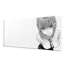 Black & White Anime Chainsaw Man Makima Mousepad Large Computer Gamer Stitch Edge Keyboard Mat XXL Rubber Non-slip Base Desk Pad
