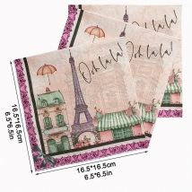 20 stücke 33*33 cm 2-lagige Neue Paris Turm Bunte Gedruckt Seidenpapier Party Dekoration Papier Tischsets schmetterling Knochen Bart Papier
