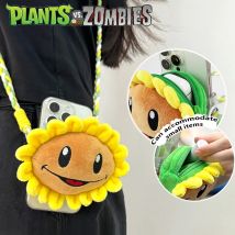Plants vs Zombies 2 Sunflower Plush Cell Phone Back Holder Plush Doll Toy Figures Soft Sunflower Coin Purse Teens Holiday Gifts