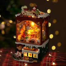 Weihnachtsgeschenk DIY DIY Buchecke Holz Weihnachten Puppenhaus 3D Puzzle Montage Gebäude Modell Bücherregal Einsatz Dekoration Spielzeug