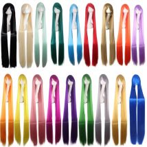 150CM 59'' Lange Gerade Cosplay Perücken voller Pony blond lila weiß grün grau Synthetische Gefälschte Haar Halloween Party Perücke