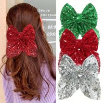 3 Stück Weihnachts-Glitzer-Haarspangen für Frauen und Mädchen, einfarbig, große glänzende Haarklammern, niedliche Kopfbedeckung, Haarschmuck, Geschenke