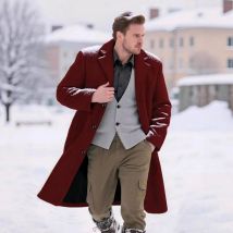 Herren-Trenchcoat, Party, lässig, modisch, schlicht, einfarbig, leicht, luxuriös, Wolle