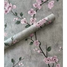Carta da parati floreale Carta da parati grigia stacca e incolla Carta da parati autoadesiva con fiori Rotolo di carta da parati rimovibile decorativa