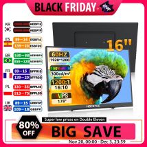HGFRTEE Monitor portatile da 16 pollici 100% sRGB FHD 60HZ Monitor portatile VESA Hole Eye Care Secondo schermo esterno per PC Phone MAC