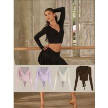ZYM Latin Dance Warp Top Buntes Übungskleidung Lady Fiesta Wrap Top # 24078