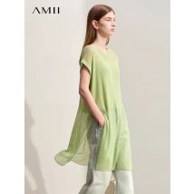Amii Minimalism 2025 Herbst Neu Ausgehöhlter Wollstrickpullover für Damen Lockerer Rundhalspullover mit langem, hohem Schlitz Damen-Oberteil 12442298