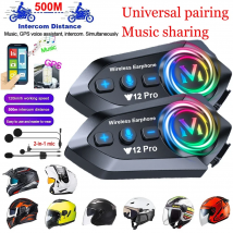 1/2x Interfono musicale Doppio Bluetooth 5.4 Casco moto Interfono Auricolare Impermeabile 500m Intercomunicador Altoparlante Auricolare