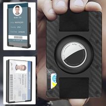 (Kein Airtag) mit transparentem Ausweishalter, schmale Geldbörse mit Airtag-Halterung, Kohlefaser-Geldbörse, RFID-Blockierung, Ultra-Thi