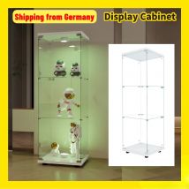 Comanlai LED-Glasvitrine, 3-lagig, moderne Vitrine mit Tür und Lichtern für Sammlerstücke, Bücher