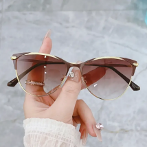 1 x runde Cat-Eye-Modebrille für Damen, Herren, lässige Metallbrille, geeignet zum Fahren, Strand und Reisen