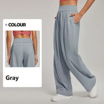 Frühling Sommer Gerade Breite Bein Frauen Hosen Hohe Taille Abnehmen Sport Hosen Atmungsaktive Drapieren Lose Beiläufige Yoga Hosen