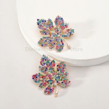 Bunte Ahornblatt-Strass-Ohrringe für Damen im böhmischen Stil, Cyberpunk-Schmuck für das tägliche Party-Accessoire