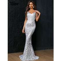 Yesexy Frauen Sommerkleid sexy schulter freie Pailletten kleider weibliche rücken freie Maxi elegantes Party kleid Vestdios Abendkleid