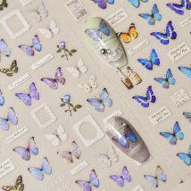 5d kawaii schmetterling nagel kunst aufkleber 1 stücke japanischer glitter blauer pueple schmetterling selbst klebende nagel dekorationen schieber abziehbilder