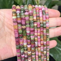 4/6mm Natural Multicolor Tourmaline Stone Rondelle Beads For DIY Jewelry Making Bracelets Necklaces Jewelry Materials 15inches