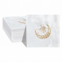 50/100 Stück Einweg-Ramadan-Eid-Servietten, 9,2 x 9,2 Zoll, Cocktail-Gast-Dinner-Servietten für Mottoparty-Tischdekoration