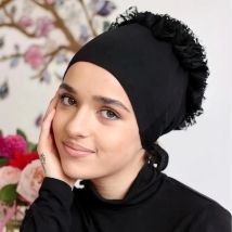 Unter Hijab Caps Große Blume Volumizer Scrunchie Moslemische Innere Hijab Turbane Islamischen Headwear Zubehör Weibliche Kopf Wraps Motorhaube