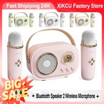 XIKCU Bluetooth-Lautsprecher 2, kabelloses Mikrofon, unterstützt Karaoke, TF-Karte, FM-Wiedergabe, HiFi-Bass, Freisprechanruf, Kindergeburtstagsgeschenk