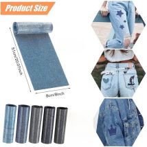 8x51cm Blue Black Denim Fabric Patches on Clothes Iron on Patch Hole Repair Jeans Backpack DIY Cut  Embroidered Appliques Decor