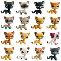 Seltenes Littlest Pet Shop Wackelkopf-Spielzeug: Kurzhaariges Kätzchen mit Maus und Halskette – Old Animal Collection Spielzeug (LPS)