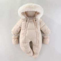 Inverno Neonato Vestiti Della Ragazza Addensare Pagliaccetto Del Bambino Con Guanti Calda Tuta Del Bambino Con Cappuccio Più Velluto Abbigliamento Per Bambini 0-18 M