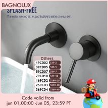 Bagnolux Schwarz Chrom Rose Gold Gebürstet Poliert Messing Einzigen Handgriff Heiß Kalt Wasser Wand