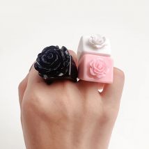 2024 neue Trendy Geometrische Quadrat Runde Harz Acryl Chunky Ringe für Frauen Mädchen Punk Stil Knuckle Blume Ringe Schmuck