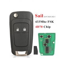jingyuqin Flip Remote Car Key 433MHz 4D Chip For Chevrolet Sail 2019 2020 2021 Buick Regal Opel Key Control Fob Aftermarket
