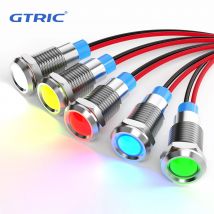 GTRIC LED Metal Indicator Light 5PCS Signal Lamp Pilot Wires Switch 6/12/24/36/110/220V Wire Connect