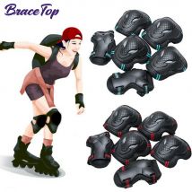 BraceTop 6 pezzi/set ginocchiere per adolescenti e adulti gomitiere protezioni per i polsi equipaggiamento protettivo per pattinaggio a rotelle skateboard ciclismo sport