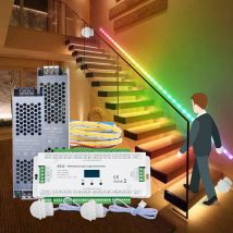 Kontroler światła z czujnikiem ruchu PIR ES32 12V 24V Jednokolorowy kontroler lampy LED RGB Pixel Flex 5M do schodów na podczerwień