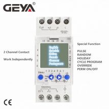 GEYA THC-822 Konversationsprogrammierbarer Timer, 2-Kanal-Umschaltkontakte, digitaler Zeitschalter mit Batterie, 16 A, 220 V, 110 V