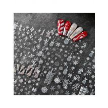 12Pcs 3D Silver Glitter Christmas Nail Stickers Snowflakes Elk XmasTree  Bell Nail Decals Winter New Year Nail Art Decorations 1