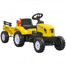 HOMCOM Tractor a Pedales para Niños de 3 Años con Remolque Juguete de Montar Coche de Pedales Carga