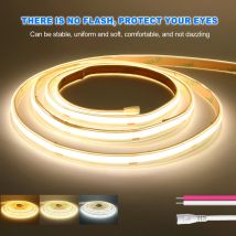 5M 10M 12V 24V COB LED-Streifenlicht Wasserdicht mit DC-Stecker/2-Pin-Kabel RA90 480LEDs/m Hochhelles Flexibles Band 3000K 4000K 6000K