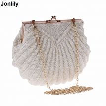 Abend taschen Frauen Clutch Abend Clutch Taschen Hochzeit Braut Handtasche Perle Perlen Mode Muschel Kette Party Taschen LI-383