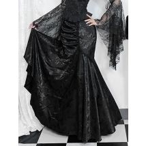 2025 schwarz Gothic Cosplay unregelmäßige Meerjungfrau langen Maxirock hohe Taille plissierte Midi Harajuku Skater Bandage Wickel Scheide Röcke