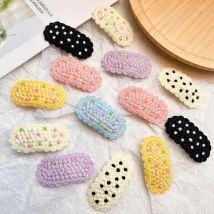 Handgefertigte Wolle gestrickte Bb-Clip süße Mädchen-Herz-Pony gebrochene Haarspange bunte Polka Dot vielseitige Herbst- und Winter-Kopfbedeckung