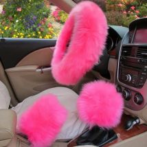 YESPLEASE 3 teile/satz Wolle Winter Auto Lenkrad Abdeckung Lange Australische Wolle Beheizte Pelz Handbremse Schalthebel Abdeckung